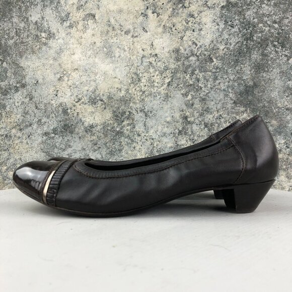 AGL Attilio Giusti Leombruni Women's Size 39.5 (9.5) Brown Leather Slip On Pumps - Picture 6 of 13